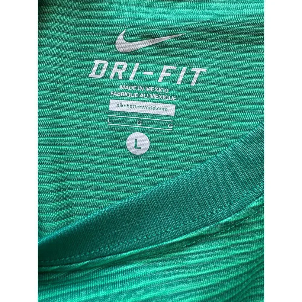 Nike Men's Dri-Fit Touch Training T-Shirt Green Stripe Size Large Short Sleeve
